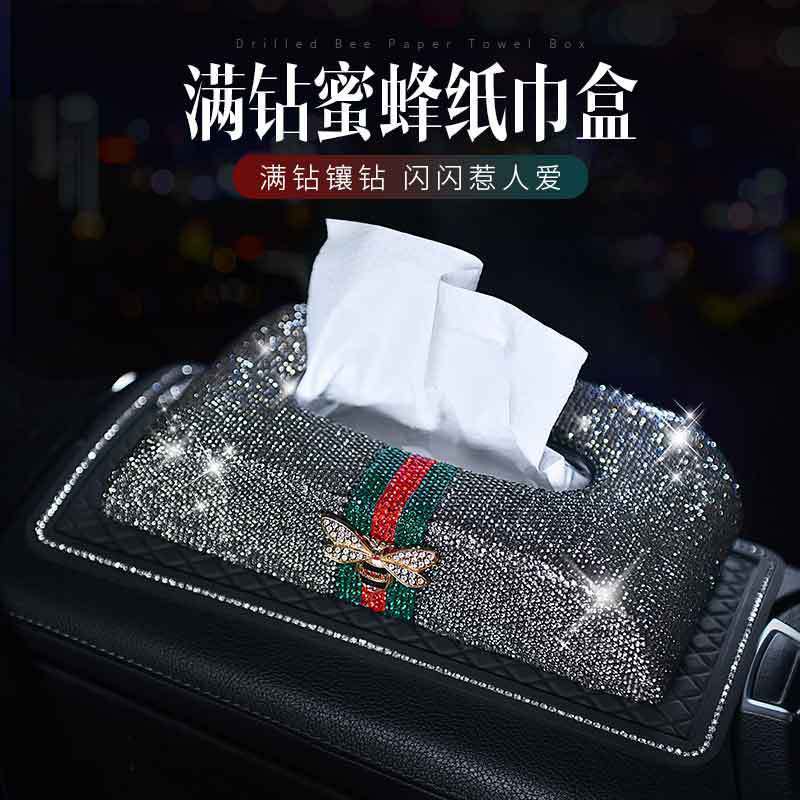 Hộp Đựng Khăn Giấy Hình Ong Đính Đá Sang Trọng Giá Đỡ