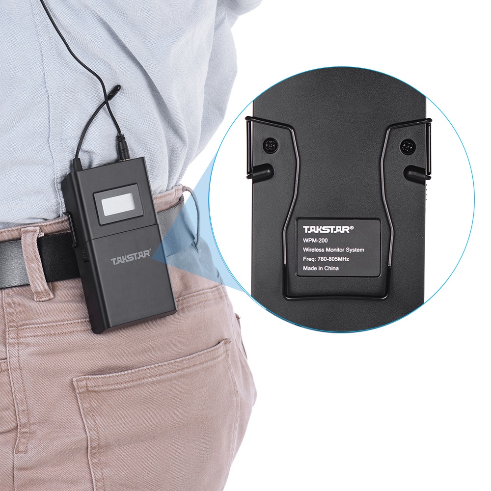 Hệ Thống Âm Thanh Không Dây TAKSTAR Wp-200R UHF 6 Kênh Truyền Tải Khoảng Cách 50m Kèm Tai Nghe Nhét Tai