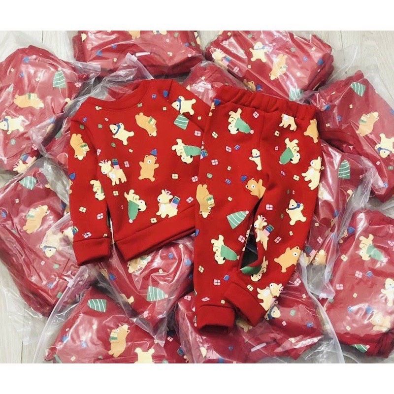 BỘ NỈ BÔNG ĐỎ IN HOẠT HÌNH CHO BÉ