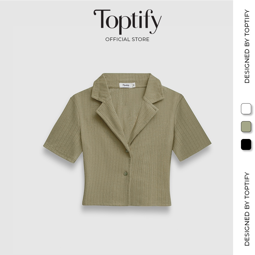 Áo croptop nữ body ngắn tay TOPTIFY kiểu cổ Vest tay ngắn Clea Top AC35