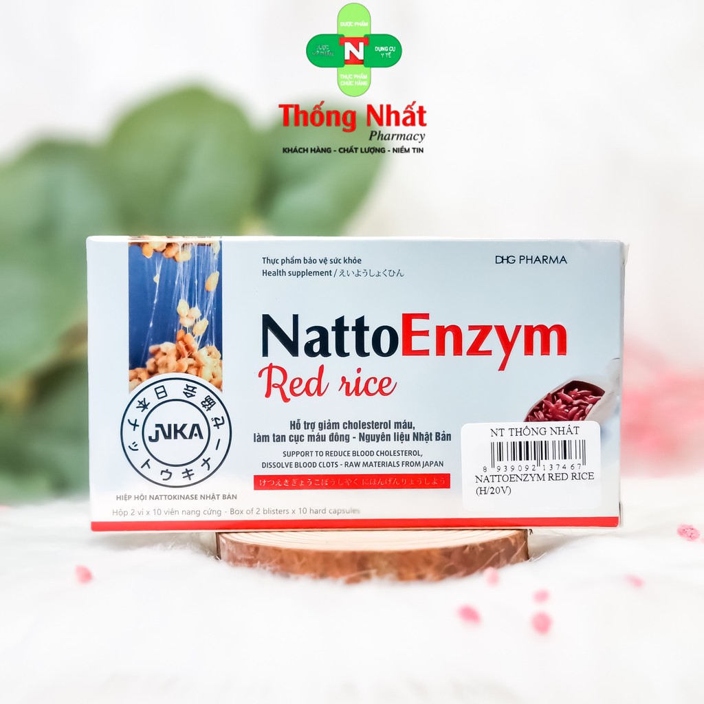 Viên uống ngừa đột quỵ, tai biến, giảm cholesterol NattoEnzym Red Rice Hộp 20 viên