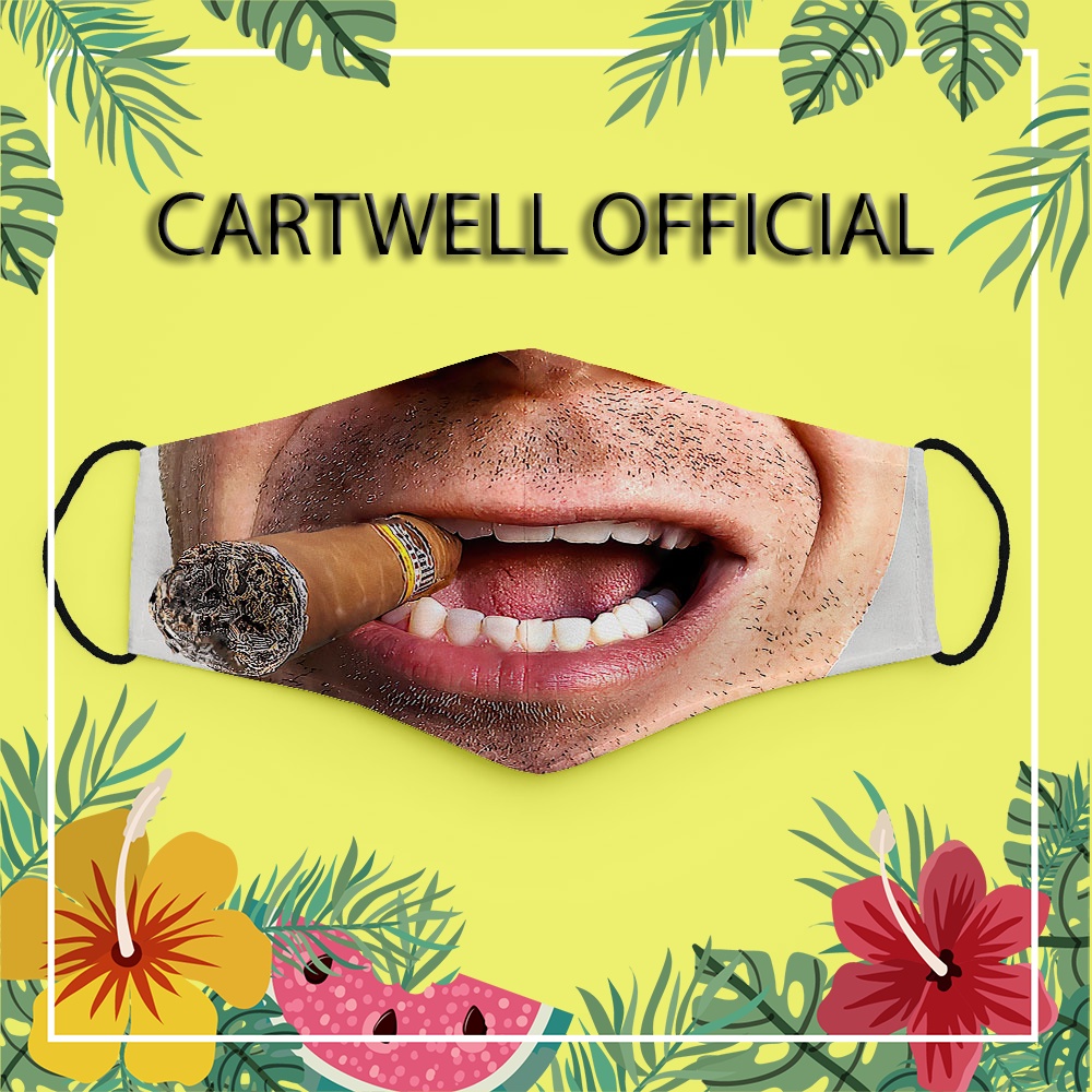 khẩu trang mặt người cười 3d hài hước vui nhộn hình miệng mặt cười in Arnol CARTWELL thời trang unisex chống nắng