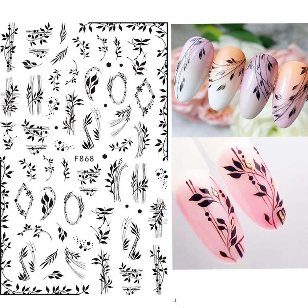 Miếng Dán Trang Trí Móng Tay 3D Hình Bướm Và Lá Mùa Xuân