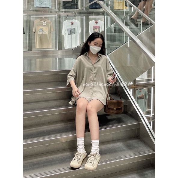 Áo sơ mi cộc tay buộc dây