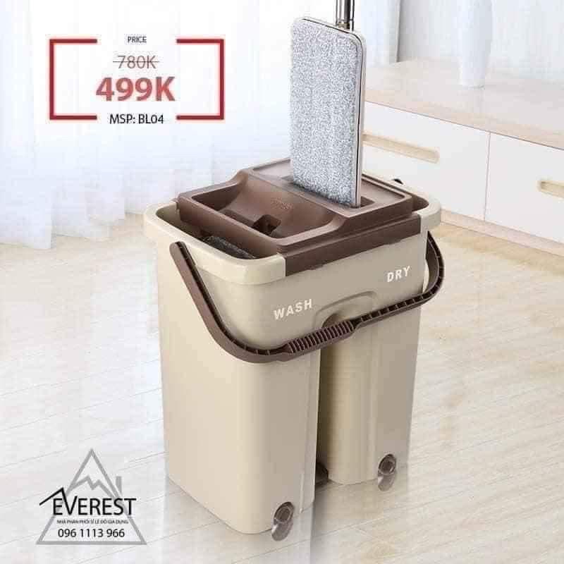 Bộ cây lau nhà ,chổi lau nhà thông minh tự vắt TẶNG  Kèm 2 miếng lau siêu sạch