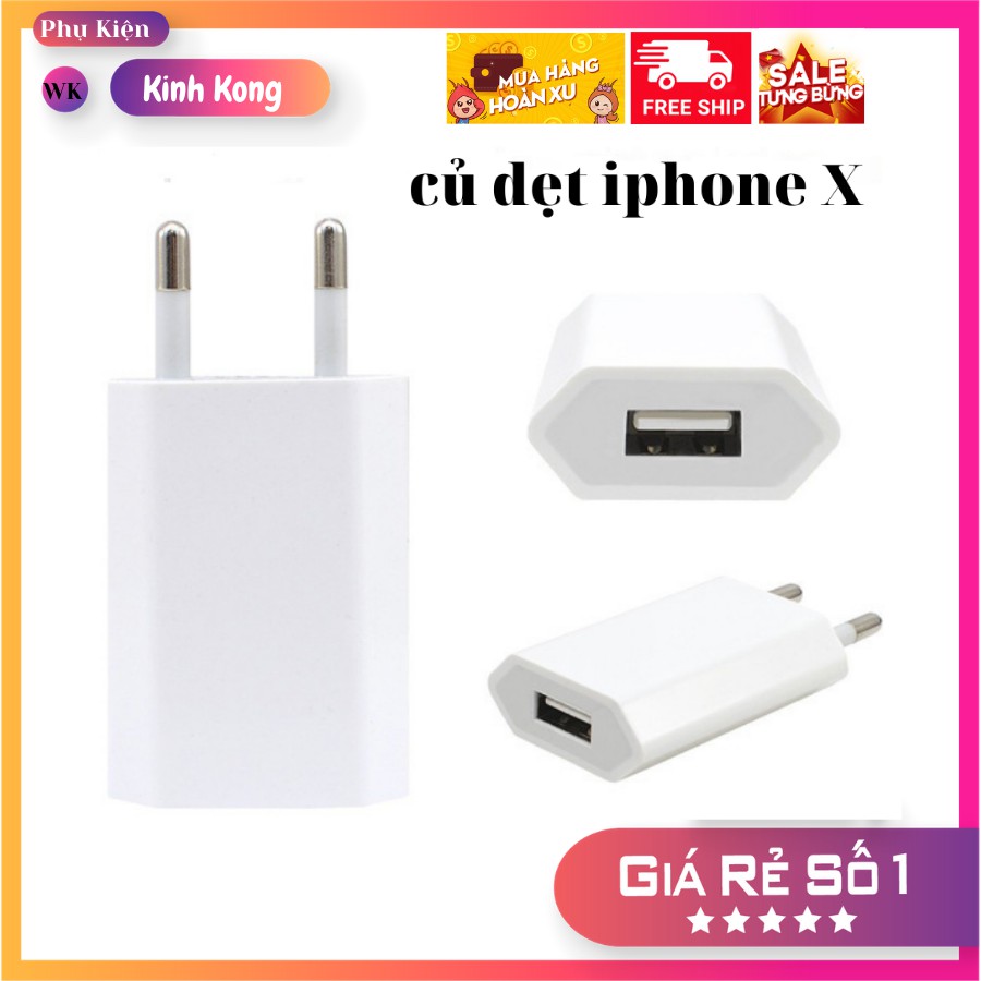 Củ sạc iphone X , củ dẹt , không nóng máy , không gây loạn cảm ứng khi sạc