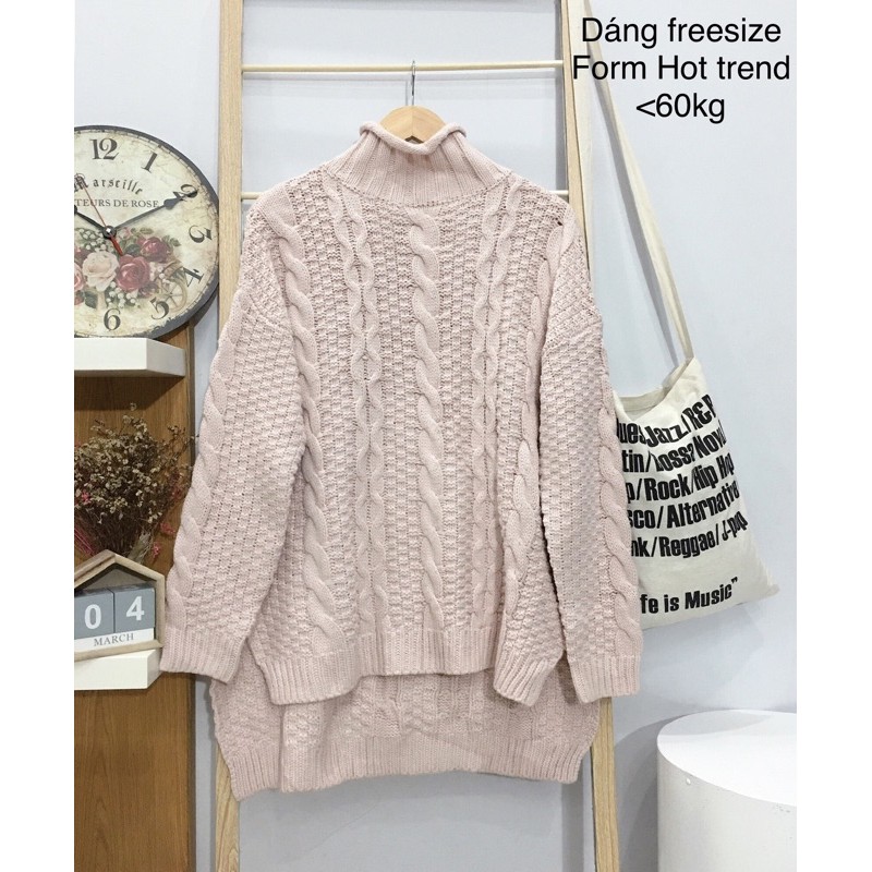 áo len cổ lọ dáng freesize
