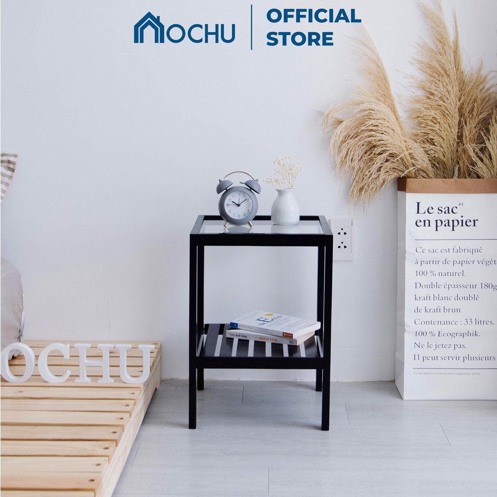Kệ Đầu Giường Khung Gỗ Nội Thất OCHU Mặt Kính Cường Lực - Glass Shelf - Black