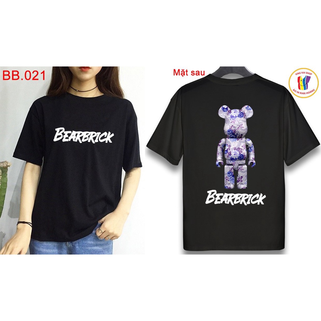 áo thun nam nữ unisex form rộng tay lỡ in 2 mặt hình bearbrick dễ thương