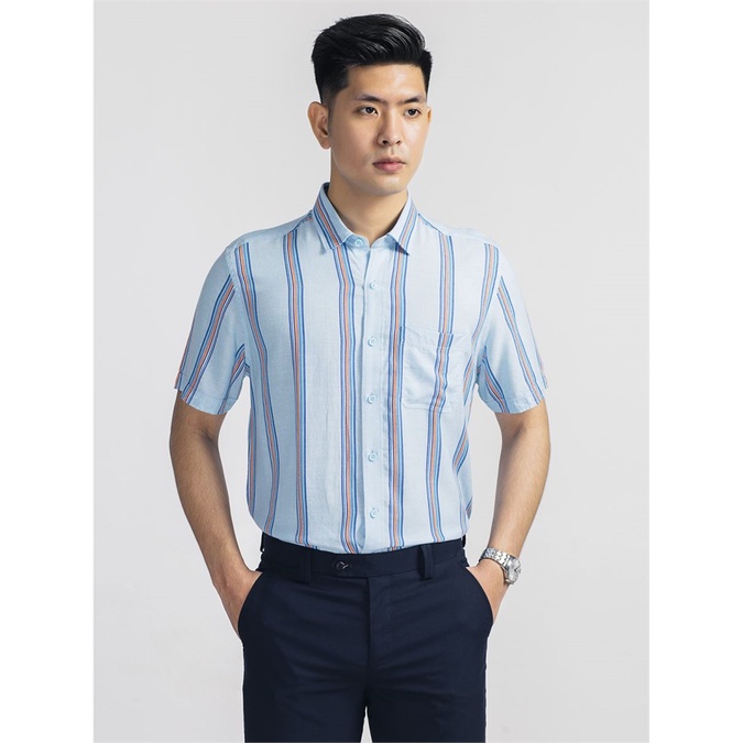 Sơ mi ngắn tay Aristino TAG 850K siêu mát, kẻ siêu sang - casual - tà lượn ASS069S8