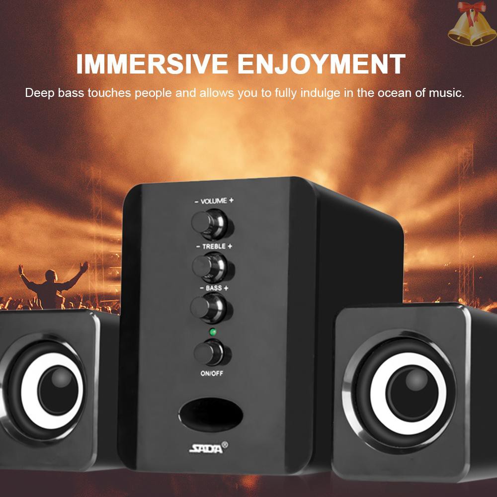 ONE SADA D-202 USB Wired Combination Speakers Computer Speakers Bass Stereo Music Player Subwoofer Sound Box for Desktop Laptop Notebook Tablet PC Smart Phone