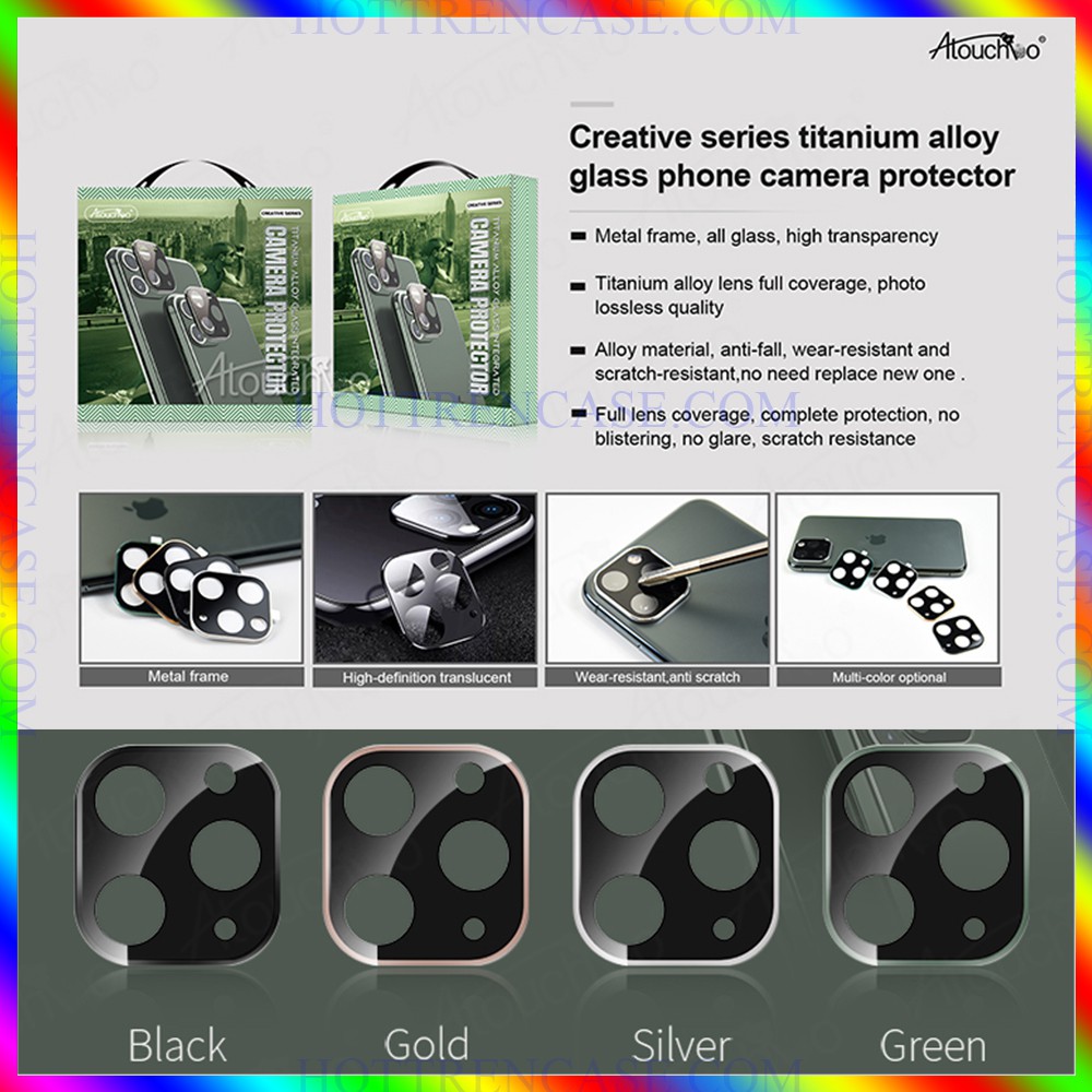 Kính Cường Lực Camera iPhone 11 / iPhone 11 Pro Max - Viền TiTanium - Atouchbo | BigBuy360 - bigbuy360.vn