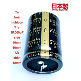 Tụ  hóa 71V15.000uf AUDIO nichicon made in japan(40x60mm k/cách chân 12mm) là dòng cao cấp phiên bản chữ  vàng