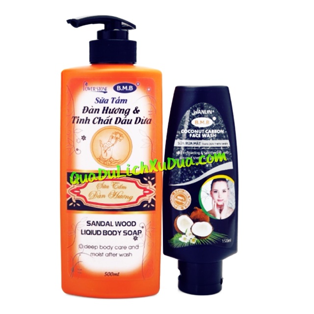Sữa Tắm Đàn Hương&amp;Tinh Chất Dầu Dừa+Sữa Rửa Mặt Than Dừa