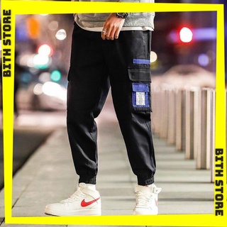 Quần dài kaki nam túi hộp bo gót phong cách thể thao, quần jogger thể thao nam bo ống phối túi xanh chất kaki xịn