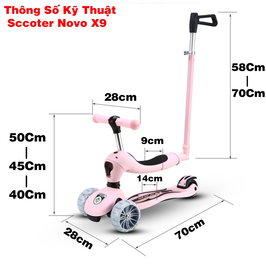 Scoot and ride X9 chịu tải 50Kg, 3 in 1,bánh xe phát sáng vĩnh cửu khi chạy, chuyển 3 chế độ nhanh chóng