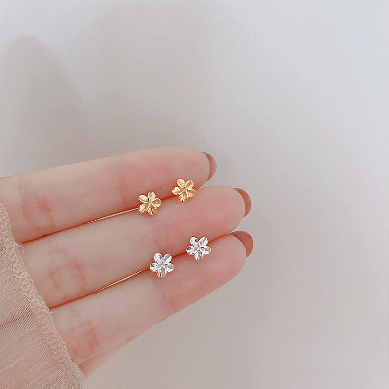 Hoa Bông Tai Fashion Cherry Flower Blossoms Flower Stud Earrings Silver Gold Color Ear Studs Women's Jewelry Birthday Gift