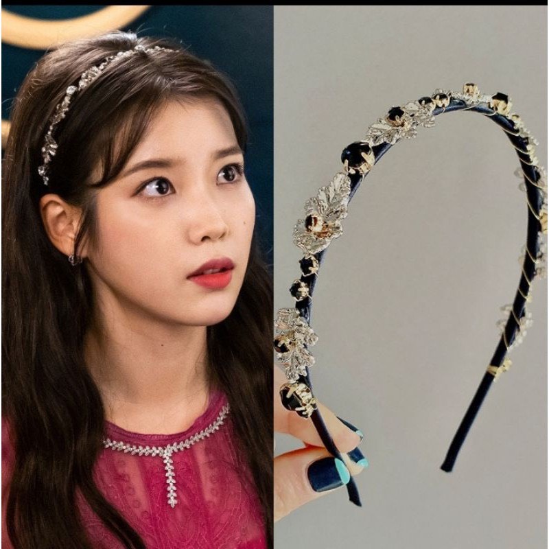 Bờm cài tóc IU đính đá nhân tạo phối hoa sang trọng dễ thương Her Accessories