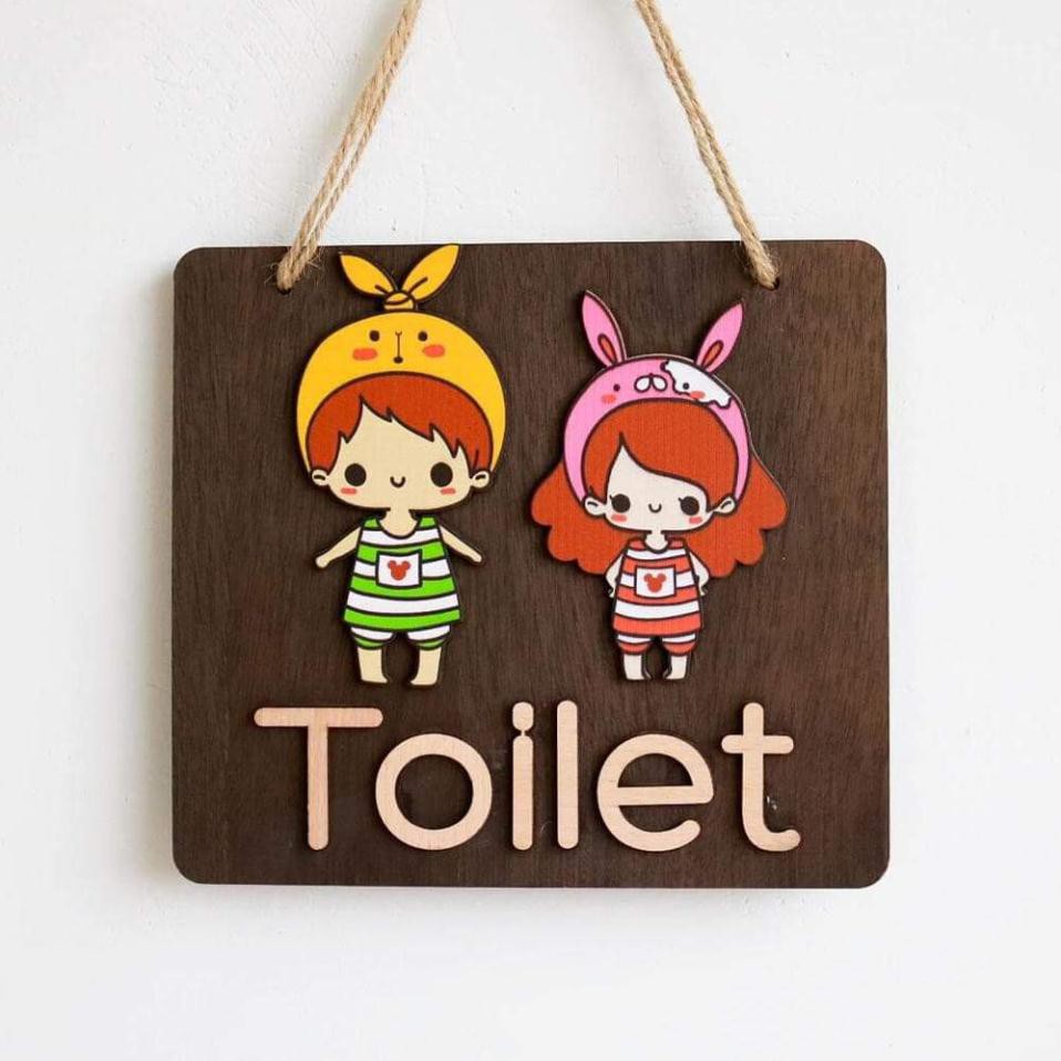 Bảng gỗ Toilet - WC treo cửa phòng, trang trí nhà cửa ấn tượng nhiều mẫu mã