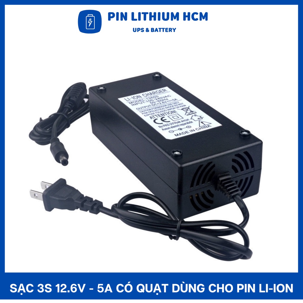 Sạc 3S 12.6V - 5A có quạt dùng cho Pin Li-ion , Có Đèn Báo Khi Đầy Pin