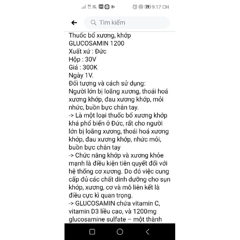 Bill kèm Glucosamin 1200 Tetesept hàng Đức