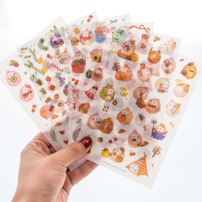 Bộ 6 tấm sticker trang trí hình thỏ dễ thương