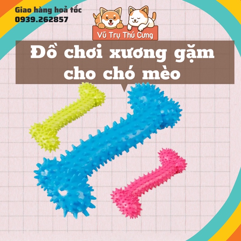 Đồ chơi xương gặm cho chó mèo, xương gặm cao su có gai, sạch răng chó mèo