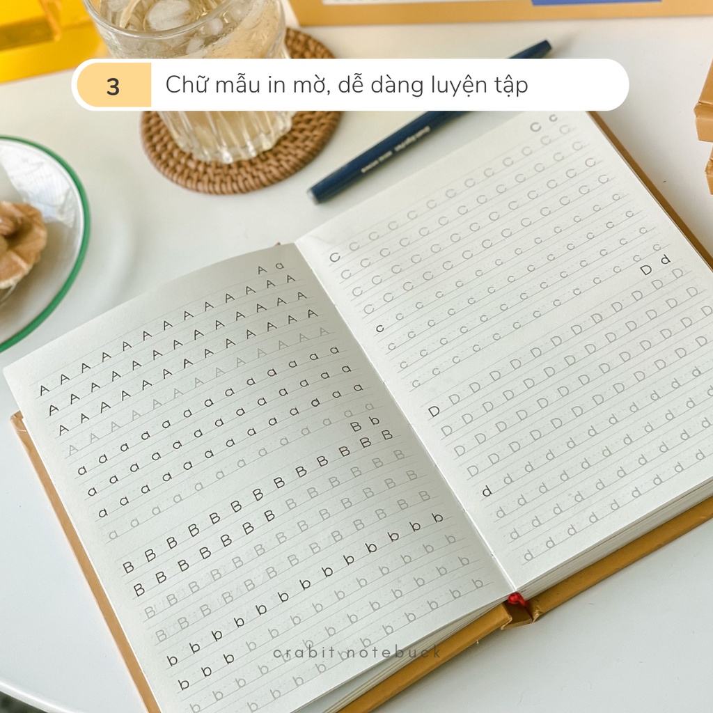 [Mã LIFE0803ALL giảm 10% đơn 0K] Combo Sổ bút luyện chữ viết Handwriting Crabit - tập 5 loại font chữ khác nhau