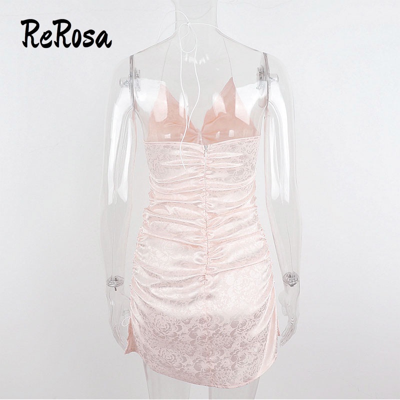 Đầm Hai Dây Ôm Dáng Cổ Chữ V Vải Jacquard Satin Gợi Cảm Cho Nữ