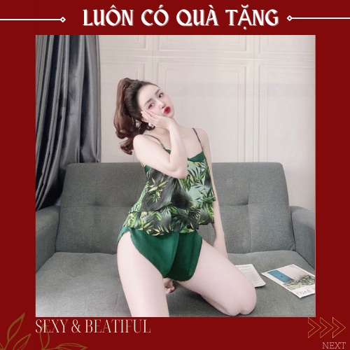 Đồ Ngủ Sexy Nữ 💖 VOAN MÁT 💖   Bộ Đùi Cột Dây Sau Quần Satin Phối Voan [ size 40<65kg] - Sun Shop | BigBuy360 - bigbuy360.vn