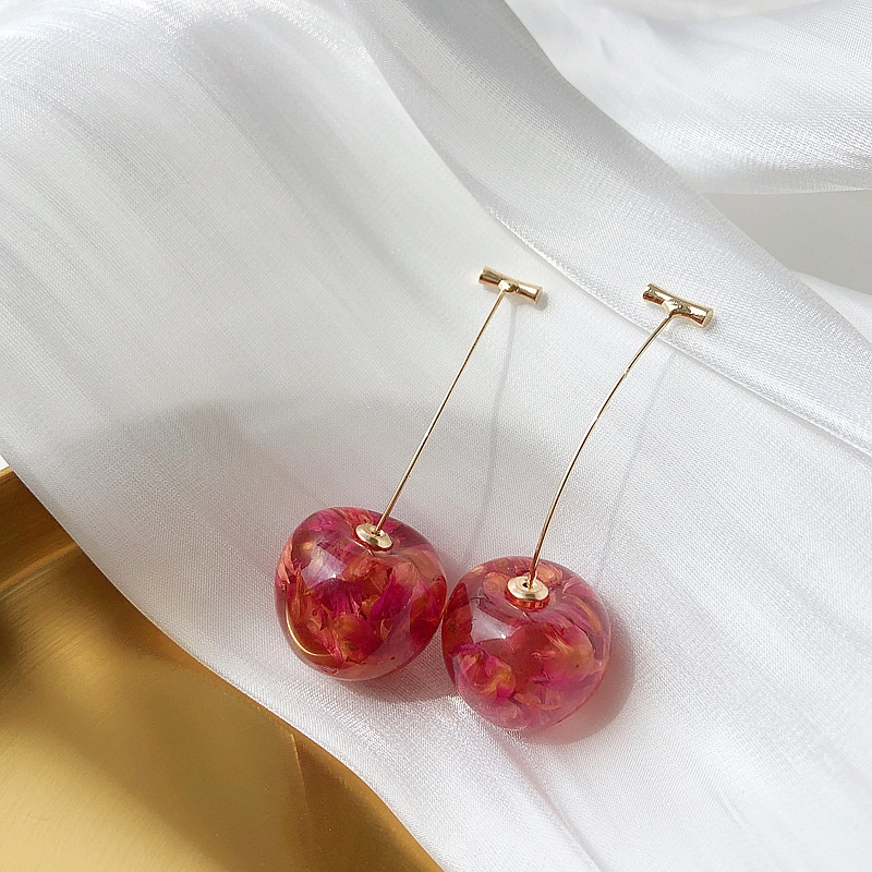 OIMG  Bông Tai Dáng Dài Hình Quả Cherry Xinh Xắn Cho Nữ