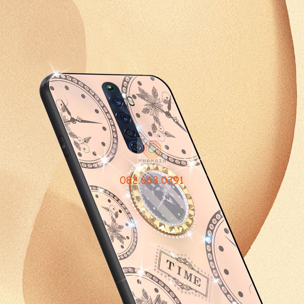 Ốp lưng ép kính thời gian hai màu dành cho Oppo Reno 2