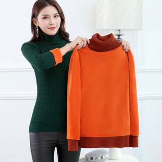 Áo len cổ lọ lót lông nữ