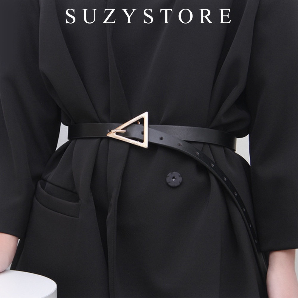 Đai váy TAM GIÁC size 1.1cm nhỏ xinh suzy store - Đai thắt lưng nịt váy da nhỏ mặt tam giác vàng có đục lỗ TLSU4