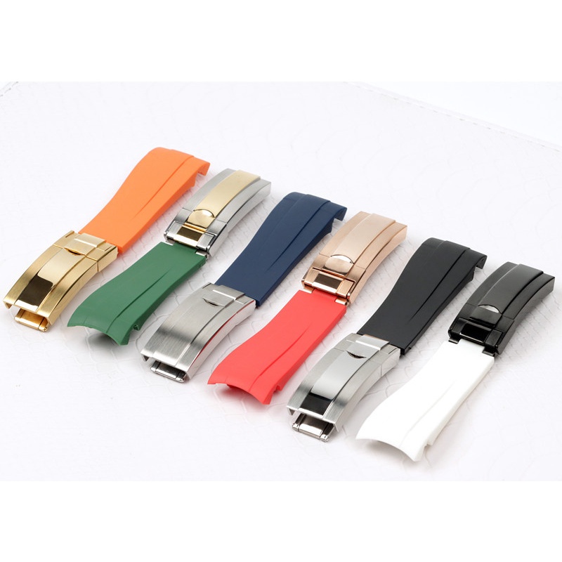 Dây Đeo Đồng Hồ Bằng Cao Su Silicon Màu Đen 20mm Chống Nước Kèm Khóa Cho Rolex