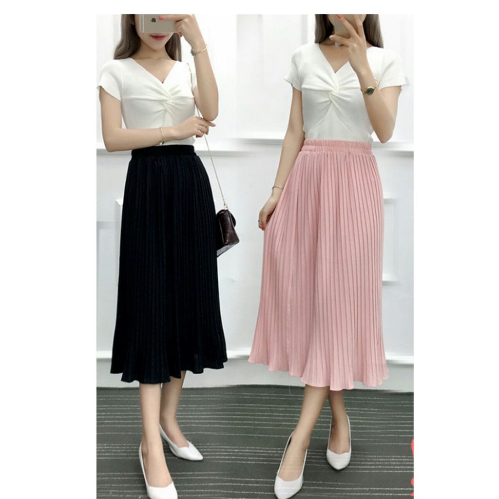 Chân váy maxi dài nhiều màu xếp ly