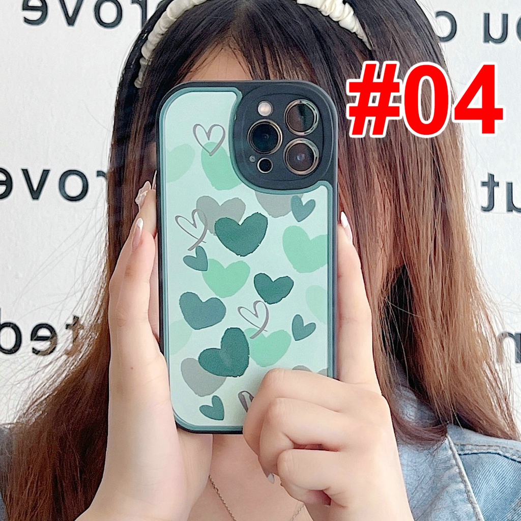 For iPhone 14 13 12 11 Pro max 6 6S 7 8 Plus Xs X XR 14promax 11promax 12promax 13promax lens protection Ins colorful Love Skin Shockproof Soft Phone Case Full Back Cover STX 03