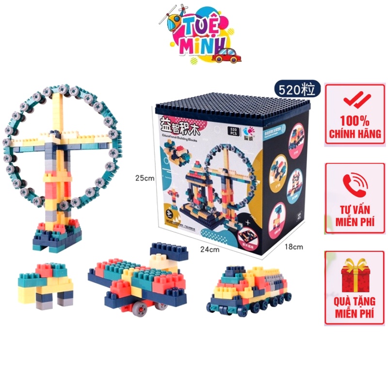 Đồ chơi lego Tuệ Minh, lắp ghép lego 520 và 600 chi tiết giúp trẻ thỏa sức sáng tạo và nâng cao trí thông minh