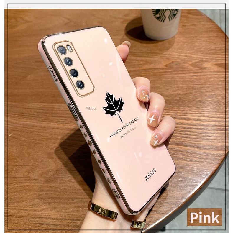 Ốp Điện Thoại Hình Vuông Họa Tiết Lá Phong Cho Vivo 1907 1920 1919 1818 1819 1935 1938 1915 1901 1906 1902 1903 1904