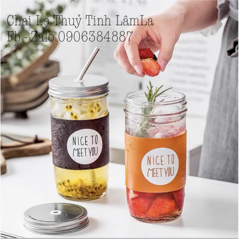 Hàng Mới Về | Hũ Thuỷ Tinh Mứt JD Nắp Nhôm 650ml | Ống Hút Thẳng Innox 304 | Cọ Rửa Ống Hút Innox