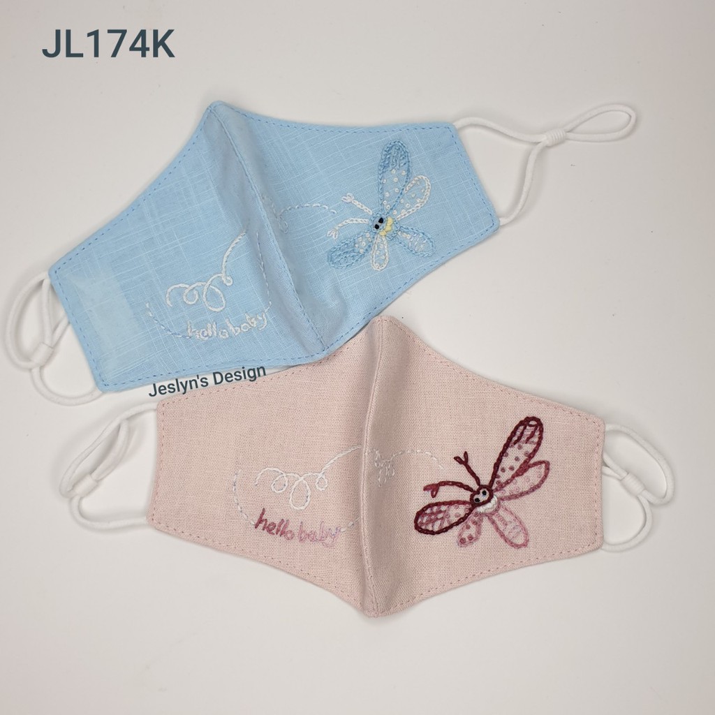 Khẩu trang thêu tay vải linen cho trẻ em JL174K