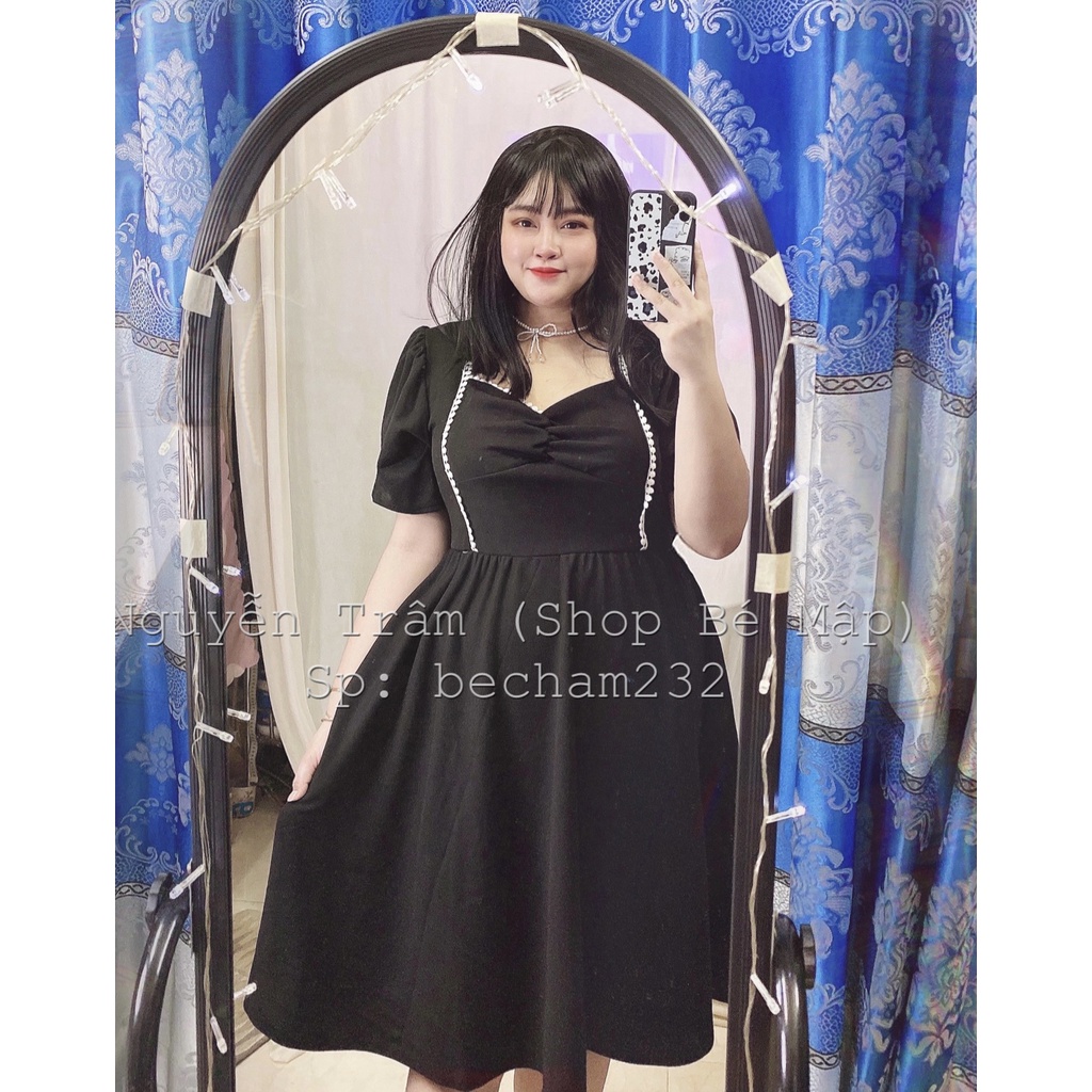 Đầm Xoè Nhún Ngực Viền Ren BigSize 67-88Kg [Hình Thật Chính Chủ]