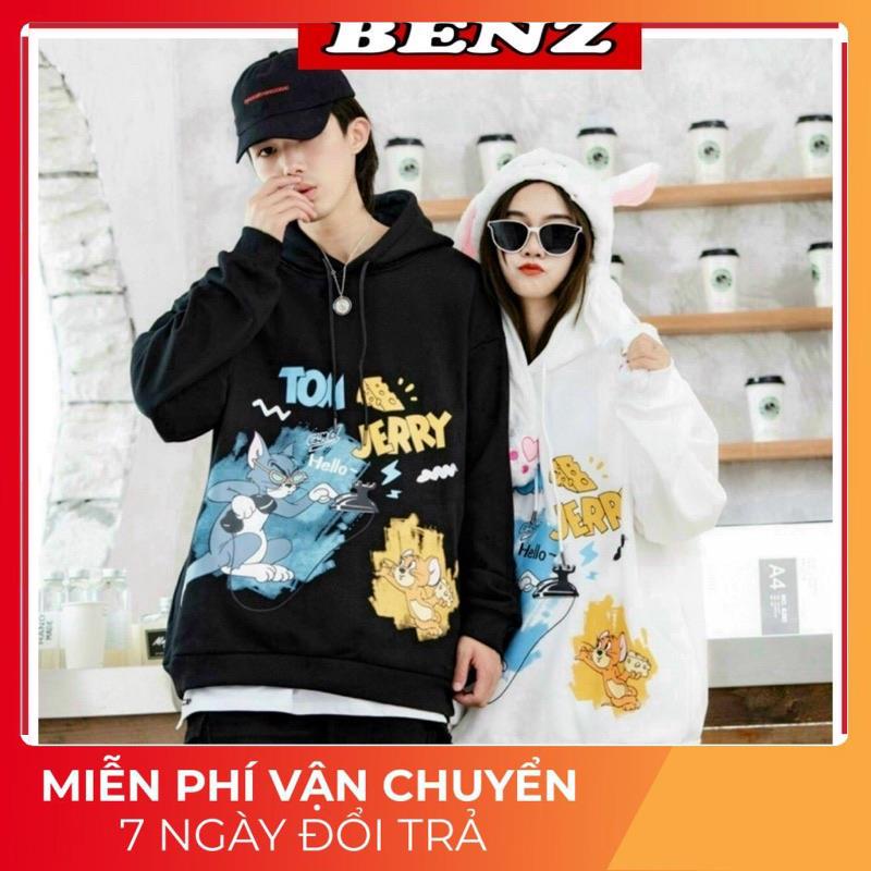 Áo nỉ hoodie nam nữ in hình mèo tom and jerly fom unisex oversize đến 67kg có nũ  phong cách Hàn Quốc TA 443