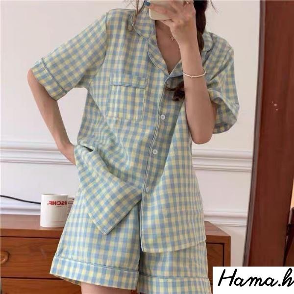 Bộ ngủ nữ Pijama  lụa ngắn tay hoạt hình ullazang mặc ở nhà mùa hè phong cách hàn quốc-BNN01