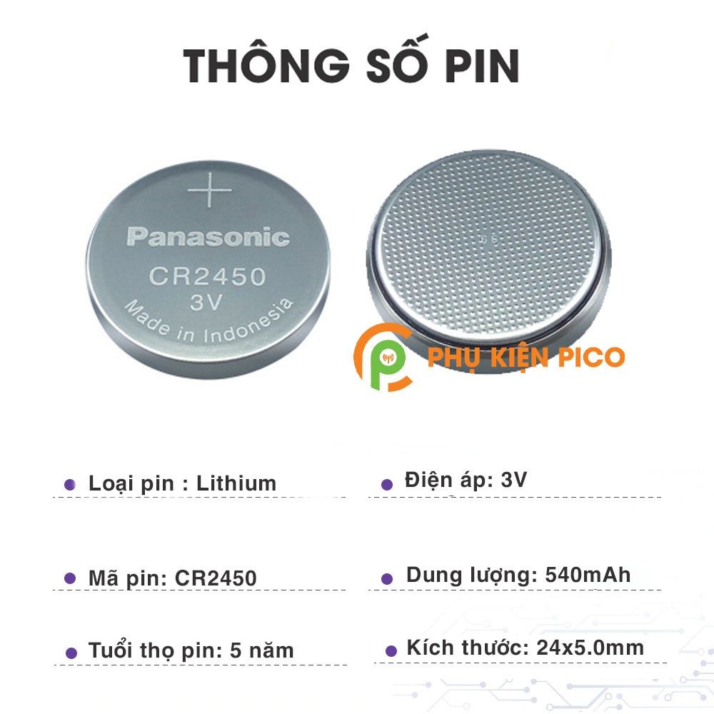 Pin lithium 3V chính hãng Panasonic CR2450/ CR2032/ CR2025/ CR1220/ CR1616/ CR1620/ CR1632/ CR2016