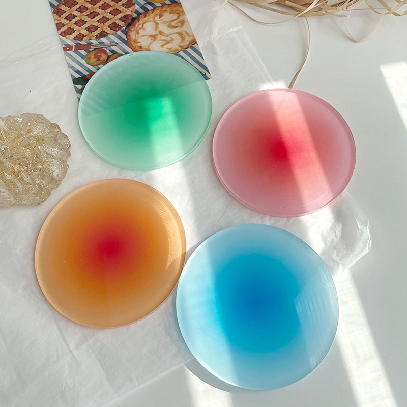 Đế Lót Ly Tròn Bằng Acrylic Màu Gradient Đơn Giản Trang Trí