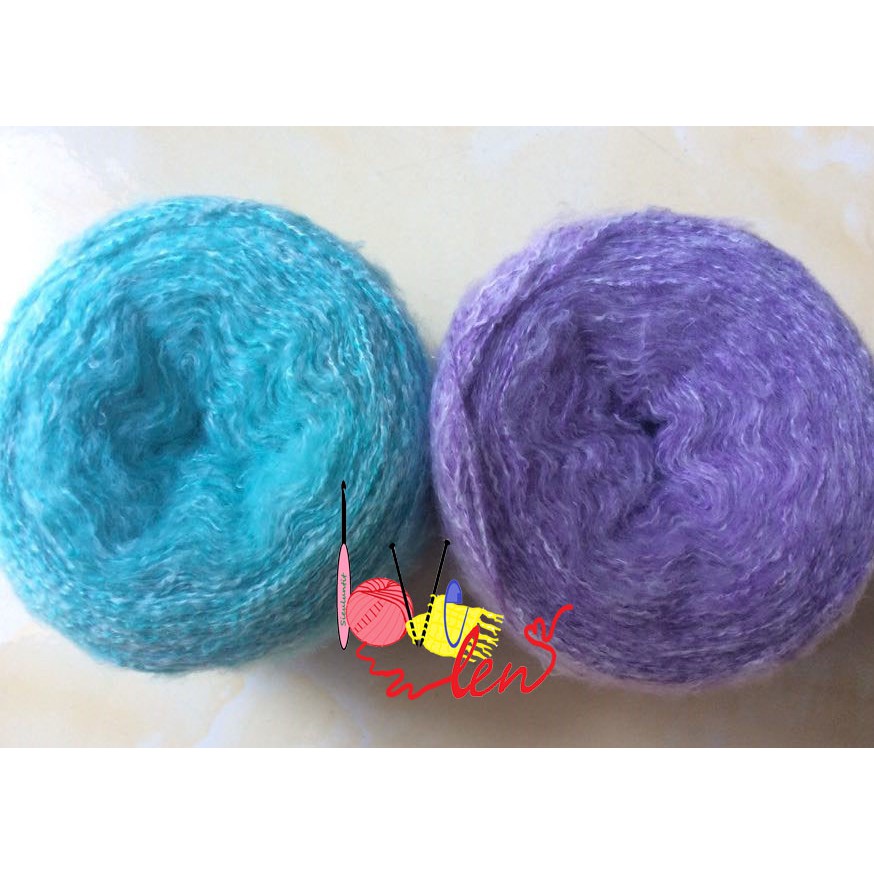 mohair loang trắng sợi to