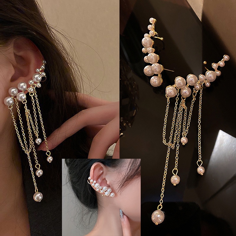 Bông Tai Ngọc Trai Thời Trang Kiểu Bất Đối Xứng Cho Nữ