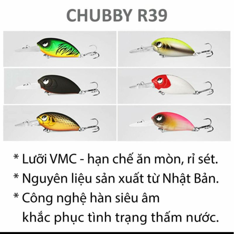 MỒI CHUBBY R39 SIÊU RẺ Không hộp nên giá tốt - MỒI CÂU LURE UL CHUYÊN CÁ TRÁP,CHẼM,LÓC - CÁ SUỐI