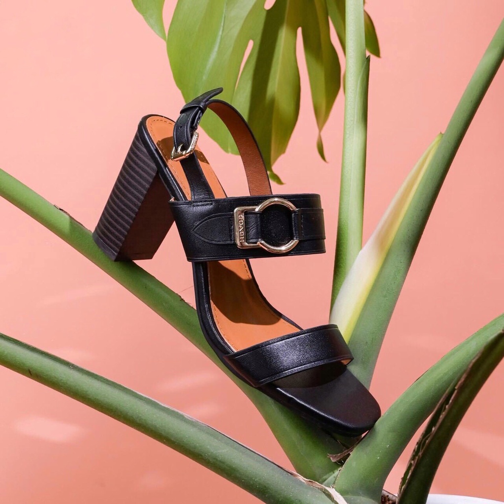 Sandal Nữ Da Thật Gót Trụ Cao 7cm Dép Quai Ngang